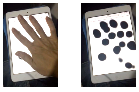 iPadに手を当てたら触れた箇所に色をつけるだけのプロトタイプ